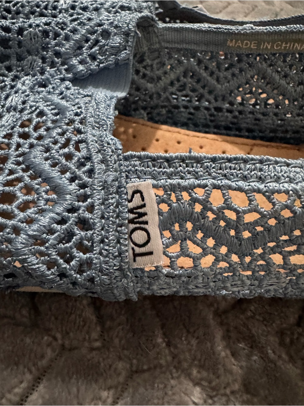 Toms Women’s Light Blue Crochet Slip-On Flats - Picture 3 of 6